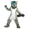 Halloween haute qualité gris longue fourrure Husky renard chien mascotte Costume ensemble jeu de rôle robe de jeu Costume de noël pâques taille adulte vêtements de carnaval