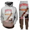 Nieuwe Mannen Dames Backwoods Grappige 3D Print Mode Trainingspakken Crewneck Hip Hop Sweatshirt en Broek 2 Stuks Set Hoodies TZ020261r