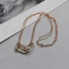 Tiff Necklace Designer luxury fashion jewelry new U-shaped full diamond necklace women's temperament smooth double-layer chain with diamond ring clavicle chain