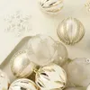 Decorazioni natalizie Ornamenti Palla di Natale 16 pezzi 8 cm Set di palline di Natale Ornamenti appesi Festa dipinta di champagne chiaro 231009