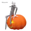 4m Wonderful Artistic Halloween Smiling Inflatable Skeleton Gentleman With Big Pumpkin Balloon For Carnival Party Decoration