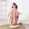 Handdukar Retlar Muslin Baby Hooded Poncho Handduk Children Hooded Bath Thandduk Mjuka barn Beach Bathing Stuff Spädbarn Washcloth 231010