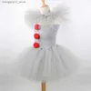 Temadräkt Halloween Pennywise Girl Grey Scary Joker Cosplay Tulle kläddräkt Fancy Tutu Dress Carnival Masquerade Party Come Q231010
