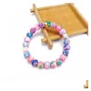 Braccialetti con catene di perline con stampa Fimo per donna 8-14 mm Fiore morbido perline a Y Bracciale avvolgente Moda gioielli fatti a mano fai da te Gioiello Dhu2Q