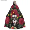 Costume thématique unisexe adulte Calavera Catrina en couronne de pivoines crânes de sucre cape avec capuche longue sorcière venue Cosplay Q231010