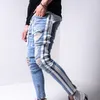 Jeans da uomo 2023Mens Hip-Hop buco strappato skinny pantaloni casual a righe laterali slim fit uomo stretch biker matita pantaloni in denim