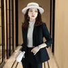 Costumes pour femmes Mode Printemps Automne Femmes Simple Bouton Minuit Marine Slim Blazer Bureau Lady Casual Veste Courte Manteau Fille Vêtements De Fête