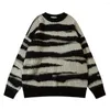 Men's Sweaters Women Costume Cozy Unisex Striped Sweater Thick Winter Warmth For Couples Oversized Pullover Top A Stylish Season Long