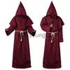 Costume à thème Costume de magicien d'Halloween Cosplay Robe à capuche médiévale Costume de moine Robes de frère Costume de prêtre Vêtements anciens Costume chrétien x1010 x1011