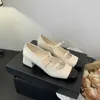 Moda testa tonda doppia fibbia per cintura cinturino con una sola parola Mary Jane scarpe singole tacco spesso moda piccole scarpe in pelle sub colore blocco 1024235