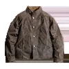 남성용 재킷 매드 스탠드 칼라 오일 왁스 칠 된 재킷 버전 남성 어두운 색상 아메카지 방수 빈티지 코트 2023 231010