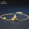 LAMOON Bonito Abelha 925 Pulseira de Prata Esterlina Mulher amor Citrino Pedras Preciosas Jóias 14 K Banhado A Ouro Designer de Jóias LMHI002 CX2002688