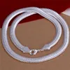 Modepläterad sterling silver kedjor halsband 20 tum 10mm platt ormhalsband DHSN209 925 silverplattkedjor smycken330m