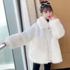 コート318歳の子供の女の子フェイクファーファー服秋の冬の子供コットパッドコート光沢のあるブリングジャケット幼い女の子アウター231009