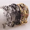 Charm Bracelets Big Skull Bones Bracelet Statement Gothic Jewelry Stainless Steel Skeleton Men Bangles Rock Punk Bracelets 231009