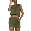 Women's Tracksuits 2023 Summer Women Set Loose Sleeveless Hoodies Vest Top Shirt And Shorts Bottom Two Piece Seta Beach Home Casual Outfit