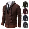 Мужские свитера, весенне-осенние толстовки, кардиган на молнии, вязаный свитер Hombre, приталенный коричневый, холодная куртка, флисовое ветрозащитное пальто 231010