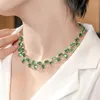 Pendentifs 2023 exquis émeraude cubique zircone couleur argent tour de cou pour femmes naturel vert trésor collier cadeau