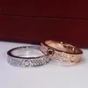 Anel completo de diamante cz amor titânio aço prata homens e mulheres anéis de ouro para amantes casal joias presente2681