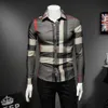 2023 nuovi top da uomo plaid camicie a maniche lunghe stazione europea personalità primavera e autunno tutto-fiammifero moda tendenza casual s239H