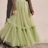 Spódnice kobiety elegancka titu titu spódnica solidna kolor multi-warstwowa A-line plisowana midi impreza Prom Princess Dress Streetwear