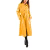 Women's Trench Coats Sexy Wet Look PVC Leather Turn-down Collar Midi For Womens Shiny Faux Button-Up Long Sleeve Dress With Belt