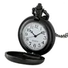 Pocket Watches Fashion Football Design Glass Cabochon Quartz Watch Vintage Men Women Black Pendant Necklace Chain Hours Clock