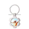 Party Favor Sublimation Party Party Favor MIT Styles Metal Blank Key Sain Hanging Ornaments Hurtowe ogród domowy impreza świąteczna Su dhnm4