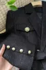 Nouveau luxe femmes laine Blazer veste col en V Double boutonnage Blazers avec ceinture femme mode mince formel Long noir blanc bureau dame costume manteau