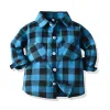 Nuova camicia a quadri per bambini autunno inverno doppie tasche maniche lunghe in cotone casual vestiti per bambini top per bambini