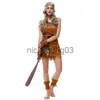 Costume à thème pour femme, carnaval, Halloween, Costume sauvage d'homme des cavernes, tenue de chasseuse indienne, robe de soirée fantaisie Cosplay x1010