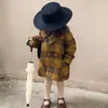 Coat Kids Winter Grid Jackets SP Brand Girls Woolen Doublebreasted Baby Boy Long Trench Lapel Child Outerwear Plaid Wool Coats 231009