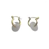 Boucles d'oreilles créoles Minar délicate couleur blanche pierre naturelle cercle rond pour femmes 14K véritable or argent plaqué laiton pendentif boucle d'oreille