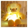 Ours en peluche lumineux coloré 30Cm 50Cm, jouets Kawaii, poupée en peluche lumineuse Led pour enfants, noël