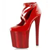 Sapatos de vestido 20cm vermelho sexy modelo mostrar romano plataforma à prova d'água boate tubo de aço dança saltos grandes