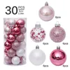 Juldekorationer 30st julgran boll ornament set sprickerproof dekor bollar utsökta hängande kuvar som är set för semesterfest -pink 231010