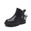 Botas moda crianças plataforma com cinta traseira princesa menina pista mostrar curto aconchegante outono inverno criança sapatos meninas g08066