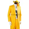 Costume thème Costume Movie TV Le masque Jim Carrey Cosplay Costumes Set Unisexe Adult Yellow Suit Uniforme Tenues Halloween Carnival Robe