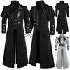 Tematdräkt Purim Cosplay Costumes Victoria Vintage Men's Gothic Steampunk Long Jacket Trench Coat Retro Medieval Warrior Knight Overcoat X1010
