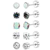 Studörhängen 1-5 par Hypoallergeniskt rostfritt stål 18G Small Opal Cz platt baksida brosk Piercing smycken set för män kvinnor