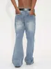 Men's Jeans Y2k Korean Style High Street Washed Whiskered Knee Hole For Men And Women Loose Leg-showing Long Floor-length Pants