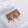 Boucles d'oreilles en or pour femmes, chaussures de Design maître de luxe, Style lettre B, cadeau de charme-77