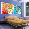 絵画4パネルThe Tree Four Seasons Candy Canvas Wall Art Picture Home Decoration Living Room Canvas Print Unframed Art 231009