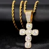 Anhänger Halsketten Hip Hop Quadrat Kristall Kreuz Tennis Halskette Männer Frauen 4mm Zirkon Kette Choker Charme Religiöser Schmuck