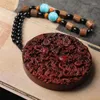 Pendant Necklaces Red Sandalwood Kowloon Play Bead Car Ornament Hanging Tag Wooden Carved Dragon Card No Matter Poker Player Handle Piece