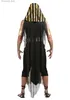 Costume à thème Halloween Egypte ancienne Pharaon égyptien venu pour hommes Roi Cléopâtre Reine Cosplay Carnaval Fête Médiévale Couple Robe de soirée Q240307