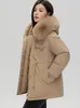 Women's Trench Coats 2023 Cotton Padded Fur Parka Winter Big Collar Down Jacket Women Thick Warm Snow Parkas Female Outerwear