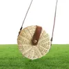 Handmade Woven Rattan Bag Knitting Straw Women Bags Beach Circle Handbags Summer Sling Shoulder Clutch Travel Bohemian Duffel4583085