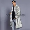 メンズレザーフェイクレザーメンズ新しい冬の毛皮のコート模倣キツネ大型サイズ長い暖かいカジュアルウールトレンチコートJ231010