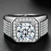 Simulerad Moissanite S925 Silver Ring Men's Wedding Engagement Square Diamond Ring Micro Inlaid Multy Diamonds Jewelry Gift231L